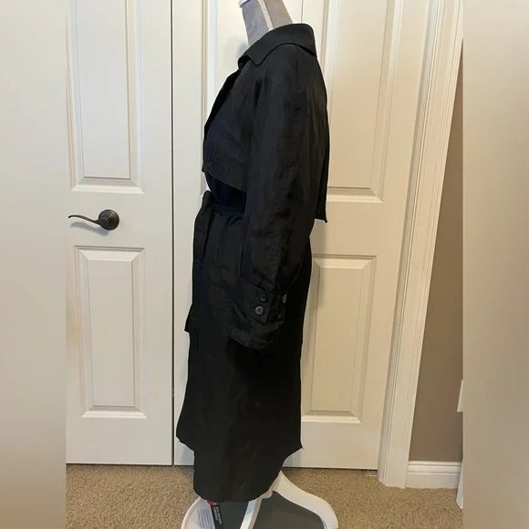 Vintage 70’s 80’s John Weitz Black Lined zip out Rain Trench Coat Sz 8 - Picture 3 of 10
